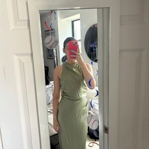 Reformation sage (artichoke) Casette Silk Dress